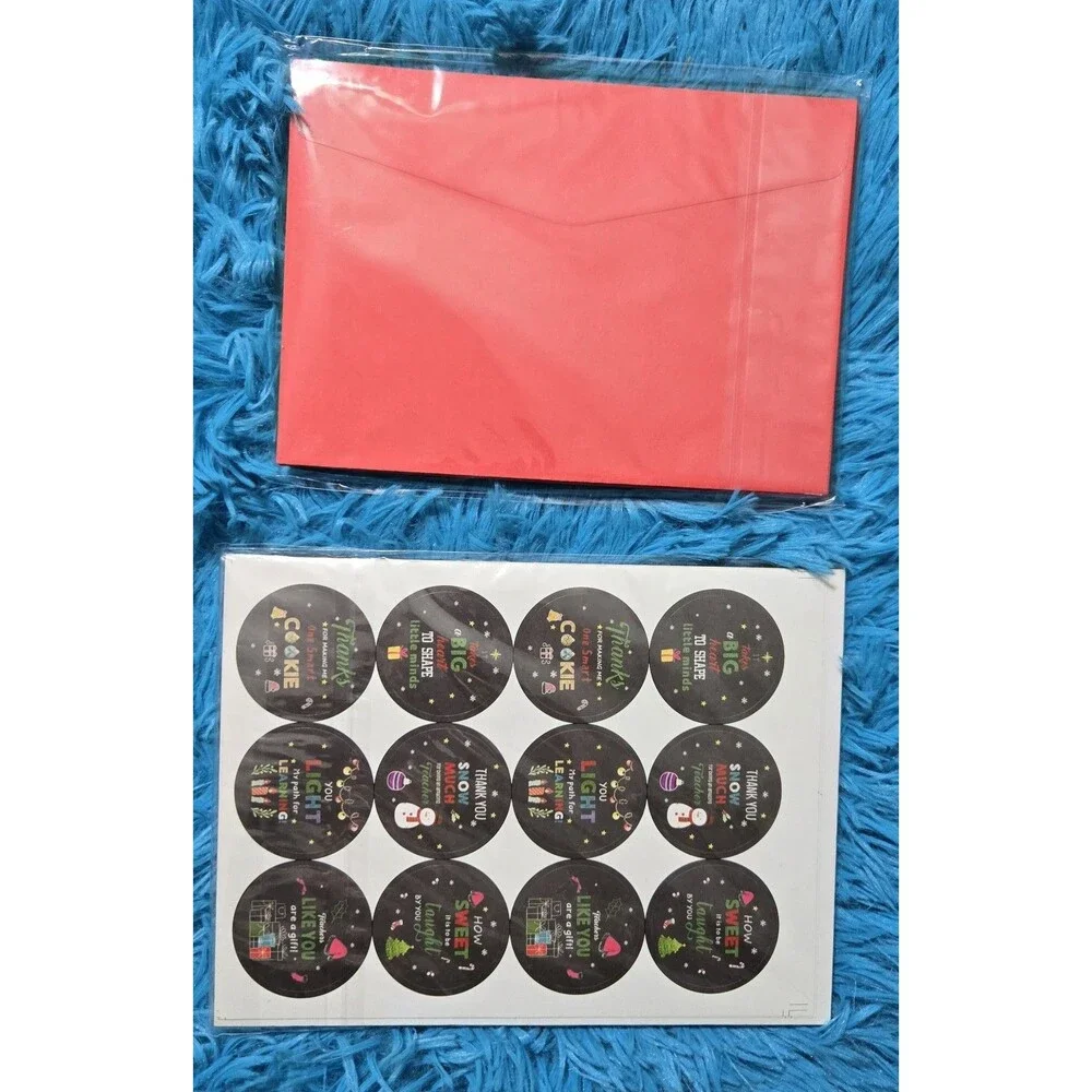 24 Pack Of Teacher Appreciation Holiday Themed Cards With Envelopes & Stickers